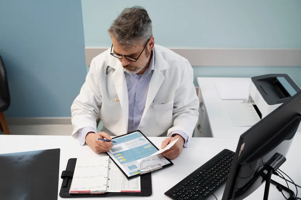 Dentists Reviewing Digital charts of their Marketing